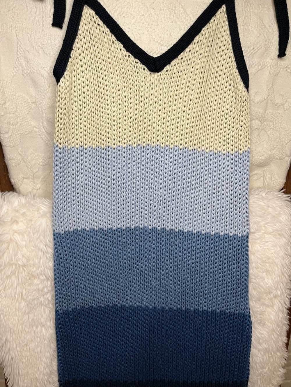 Zara Limited Edition Stripe Knit Maxi Dress Blue Ombré - Women’s Small - Picture 3 of 5